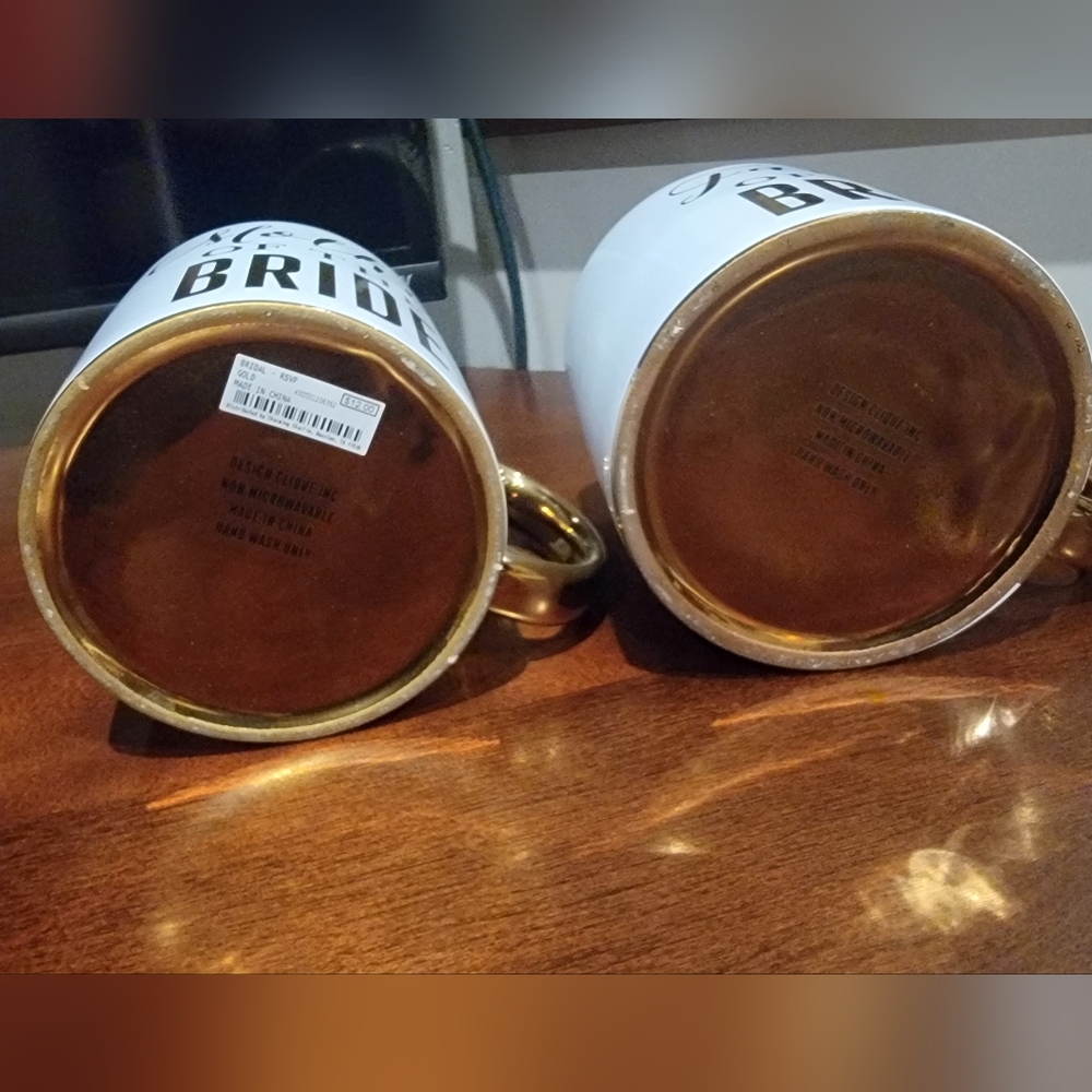 Bridal Gold And White Wedding Mugs Set - Picture 4 of 4